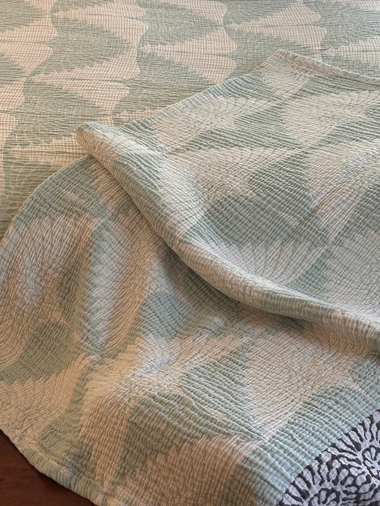 Anthropologie Other - Luxury Jacquard Woven Blanket Swedish Blue Green Luxury Cotton 55 x 77 NEW!